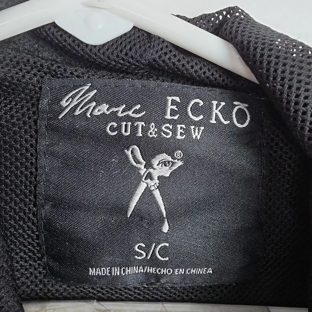NWT Marc Ecko Cut &‎ Sew Full-Zip Jacket Men's S Black/Gray Shiny Hooded